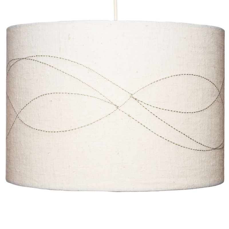 Lights Cylinder Embroidered Shade Cream