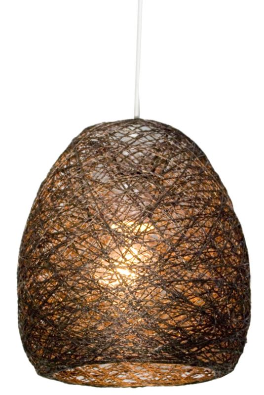 Lights by B&Q Leo Dome Woven Pendant Brown