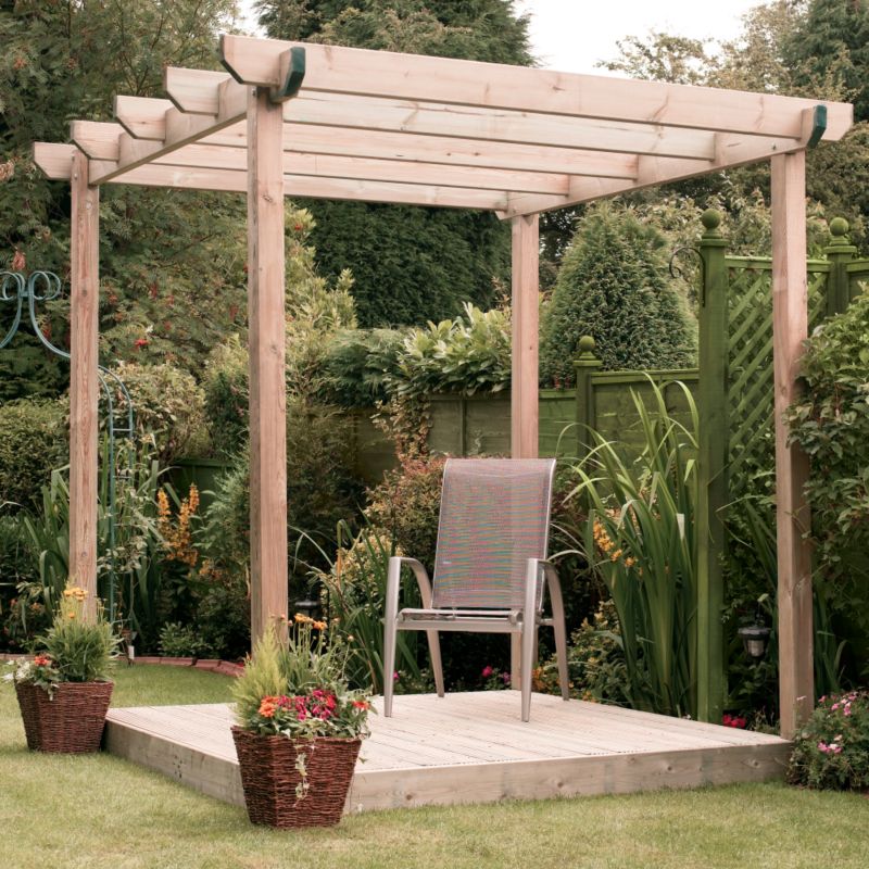 Easy Build Single Deck and Pergola Kit Green Treated (L)2400 x (W)2400 x (H)2580mm