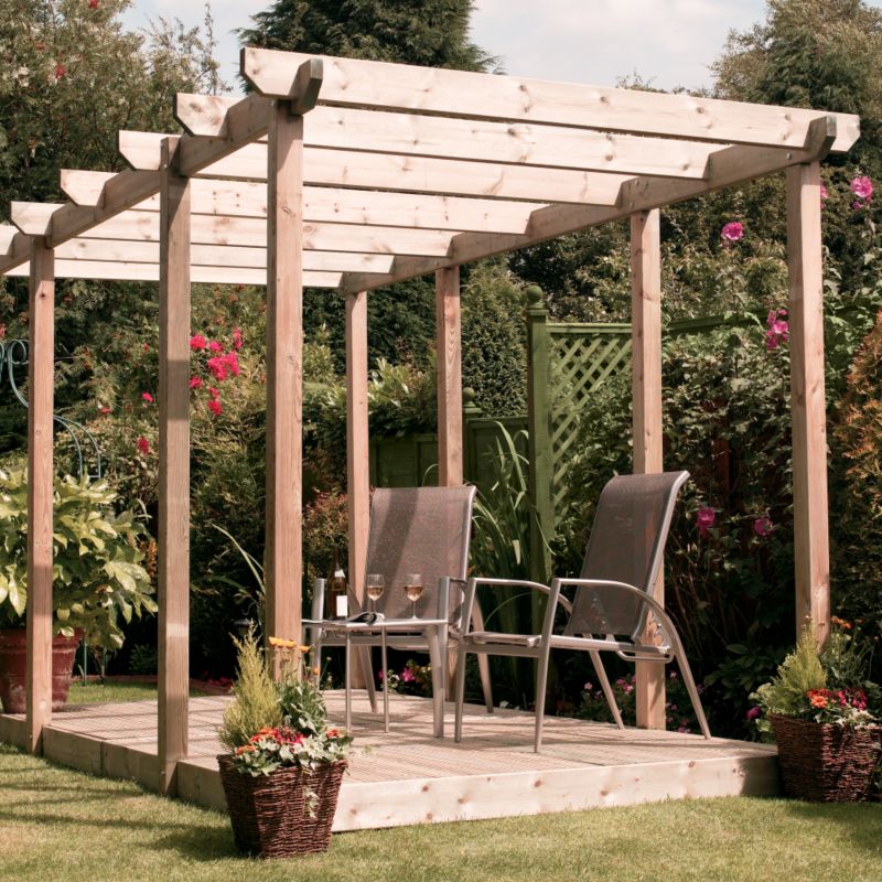 easy Build Double Deck and Double Pergola Kit Green Treated (L)4400 x (W)2400 x (H)2580mm