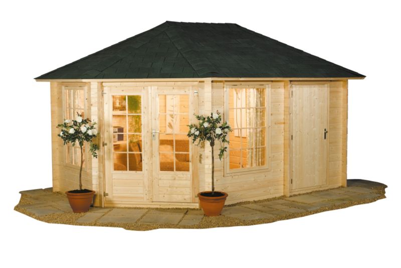 Garden Inspirations Riekko Log Cabin Right hand store room - (H) 2.93m x (W) 2.96m x (D) 4.34m