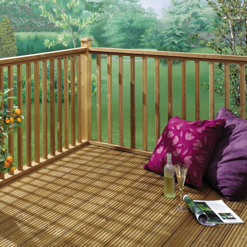 Thermowood Deck Kit Including Handrails Brown (L)4200 x (W)2100mm