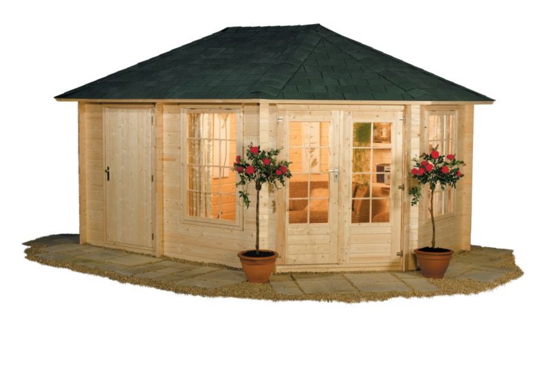 Garden Inspirations Peili Log Cabin Left hand store room - (H) 2.93m x (W) 2.96m x (D) 4.34m