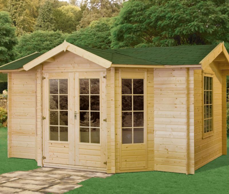 Freddo Log Cabin - (H) 2.77m x (W) 4.46m x (D) 3.58m