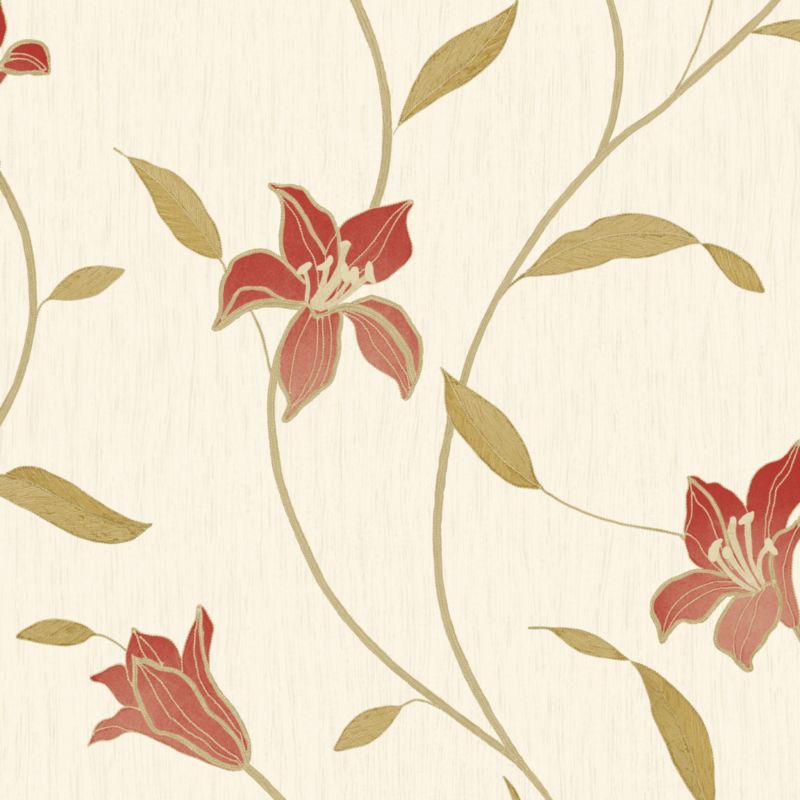 Opus Vinyl Loretta Trail Wallcovering Red 10m