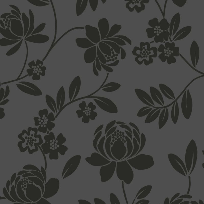 Flock Wallcovering Black