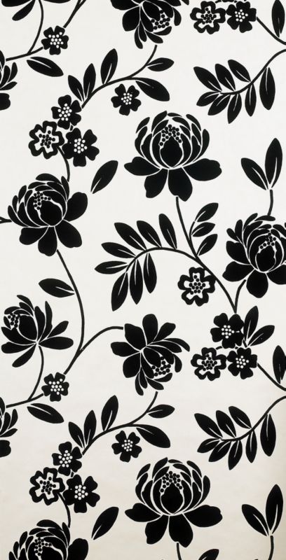 Statement Kristen Flock Wallcovering Black/Cream