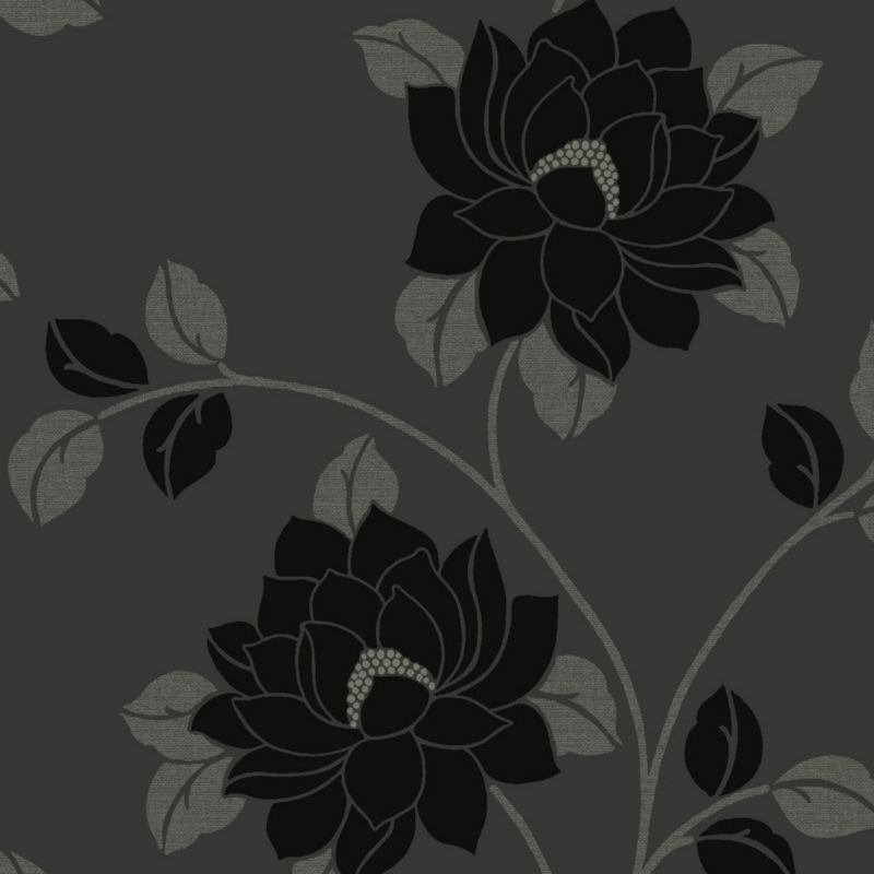 Statement Lola Flock Paste The Wall Wallpaper Black 10m
