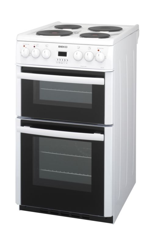 Beko 50cm Freestanding Electric Double Oven DV555S Silver Effect Solid Hot Plates