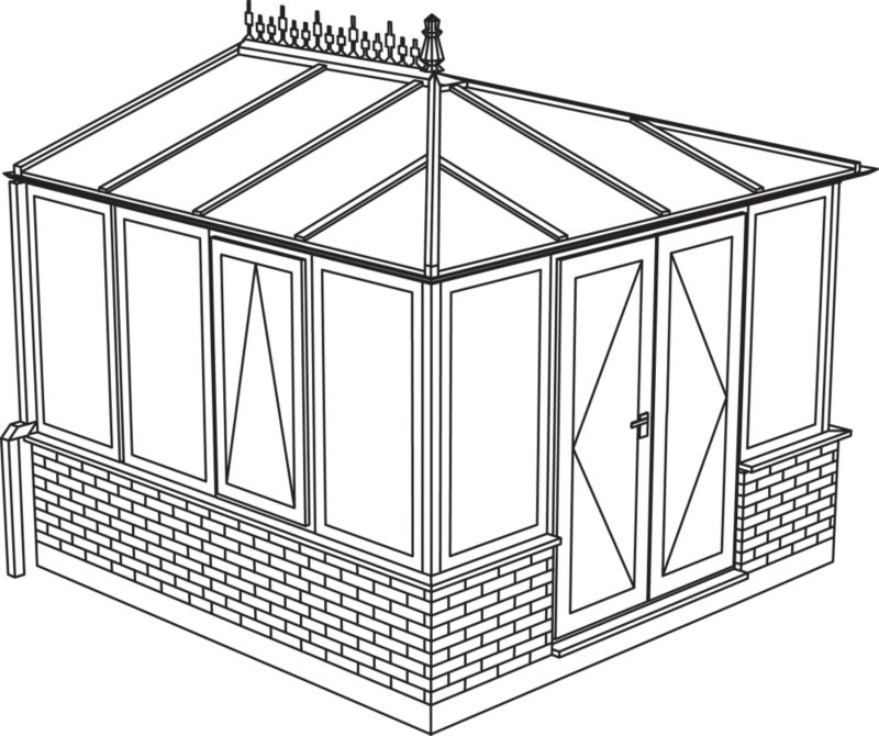 Alternative image for B&Q Edwardian Conservatory SBE2-D White (H) 2720 x (W) 3314 x (D) 3189mm