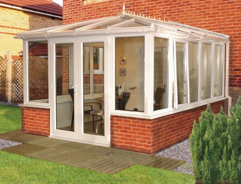 BandQ Edwardian Conservatory SBE3-D White (H) 2720 x (W) 3314 x (D) 3947mm