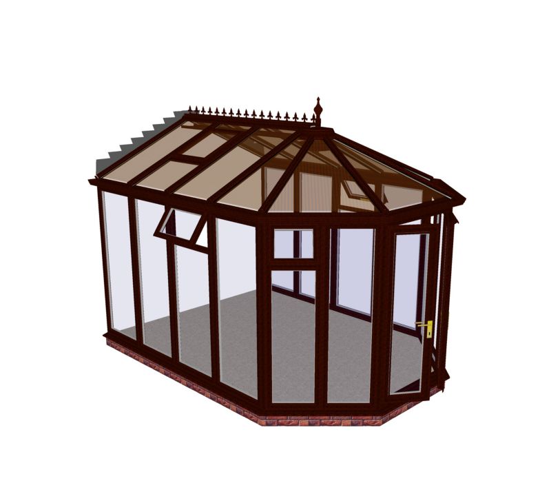 Save on this Self-Build Victorian Full Height Conservatory, Rosewood PVC finish SBV3FR