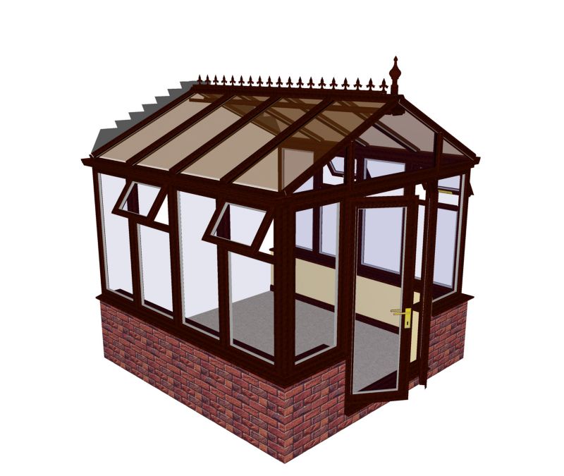 Save on this Self-Build Pavilion Dwarf Wall Conservatory, Rosewood PVC finish SBP2DR