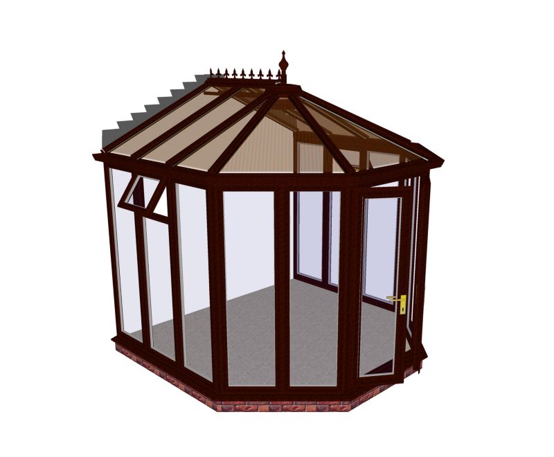 Save on this Self-Build Victorian Full Height Conservatory, Rosewood PVC finish, Low E glass SBV1FRLE