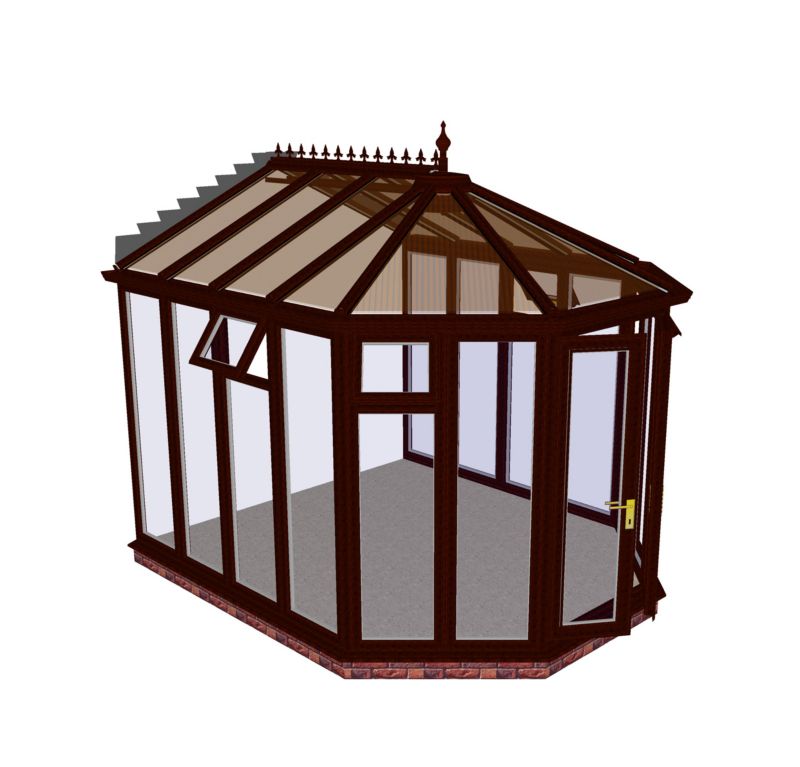 Self-Build Victorian Full Height Conservatory, Rosewood PVC finish, Low E glass SBV2FRLE