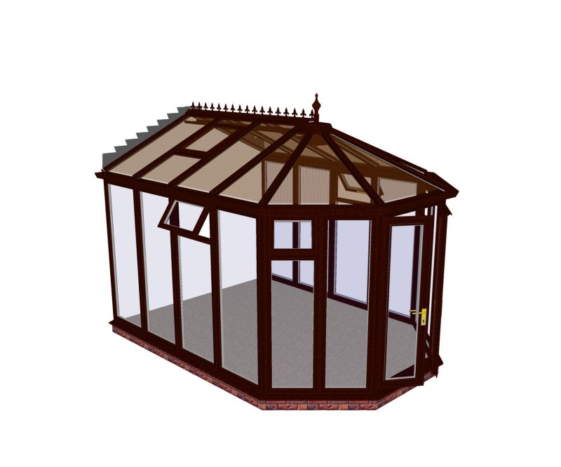 Save on this Self-Build Victorian Full Height Conservatory, Rosewood PVC finish, Low E glass SBV3FRLE