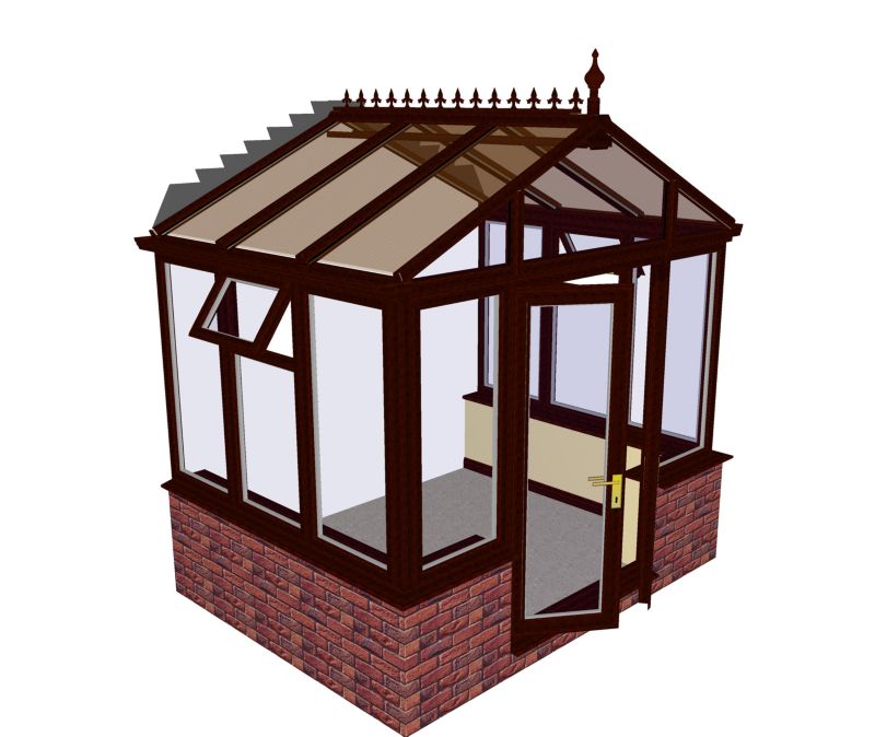 Save on this Self-Build Pavilion Dwarf Wall Conservatory, Rosewood PVC finish, Low E glass SBP1DRLE