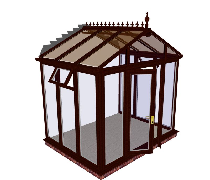 Save on this Self-Build Pavilion Full Height Conservatory, Rosewood PVC finish, Low E glass SBP1FRLE