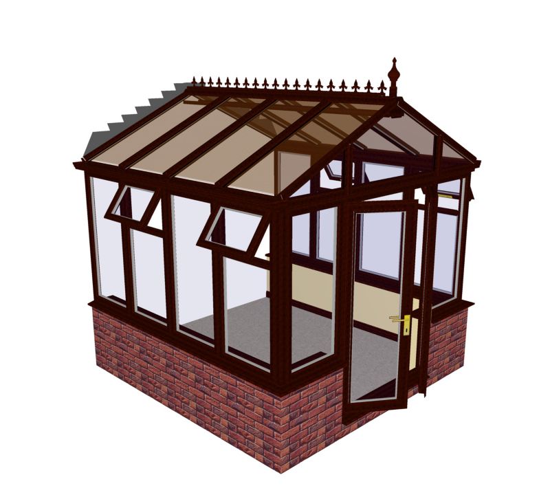 Save on this Self-Build Pavilion Dwarf Wall Conservatory, Rosewood PVC finish, Low E glass SBP2DRLE