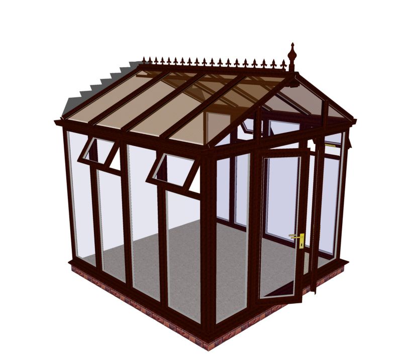 Save on this Self-Build Pavilion Full Height Conservatory, Rosewood PVC finish, Low E glass SBP2FRLE