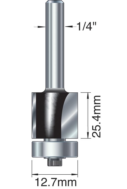Trend T-Tech Bearing Guided Trimmer Router Cutter TT/42X1/4TC