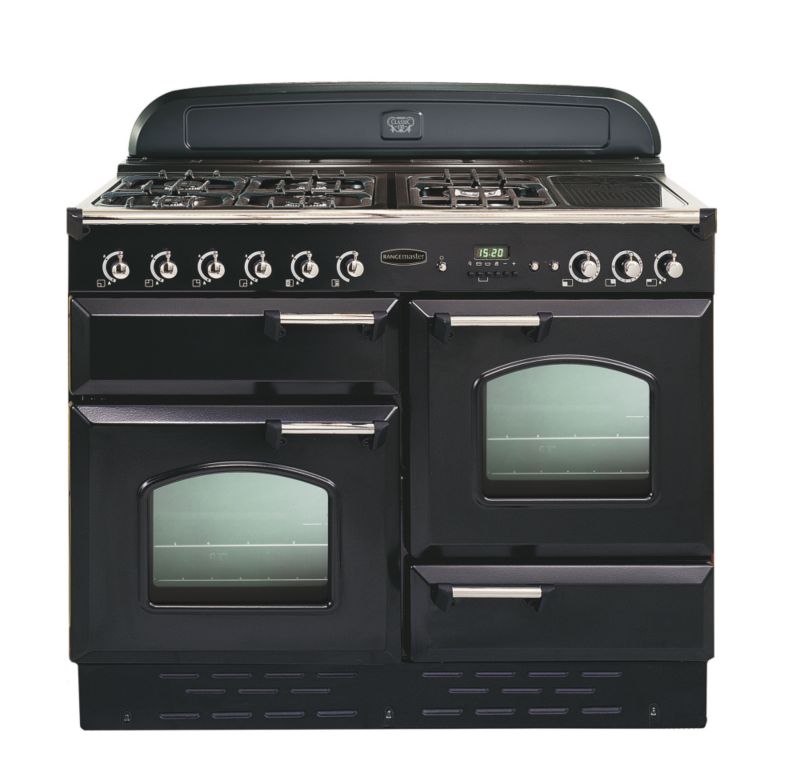 Rangemaster Dual Fuel 110cm Classic Range Cooker BlackChrome 72990