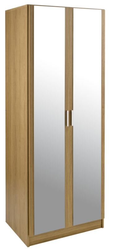 2 Door Mirrored Wardrobe Oak