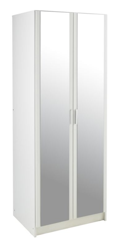 Mulberry 2 Door Mirrored Wardrobe White