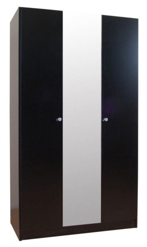 Crystal 3 Door Wardrobe Black