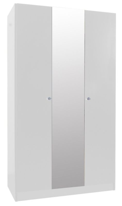 Crystal 3 Door Wardrobe White