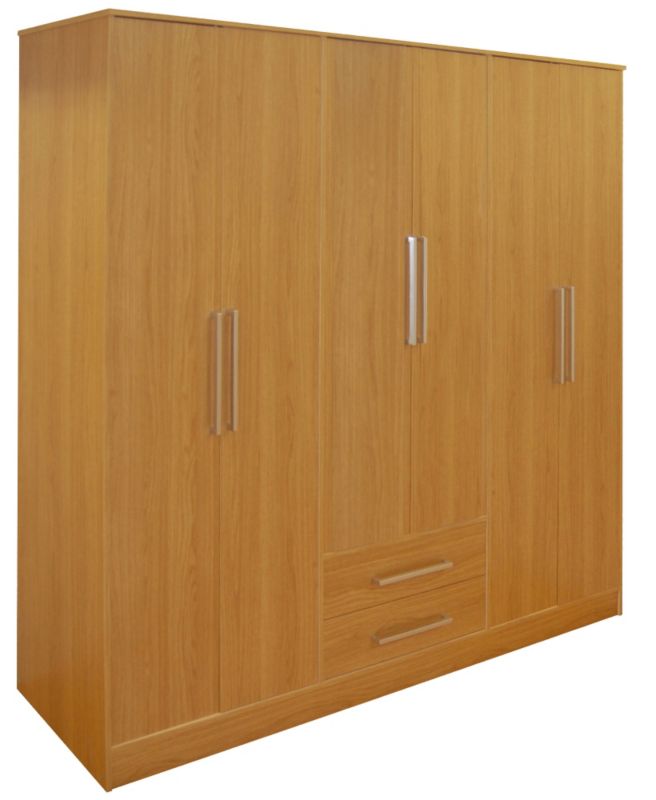 Unbranded Abbie Oak 6 Door Wardrobe With Plain Doors