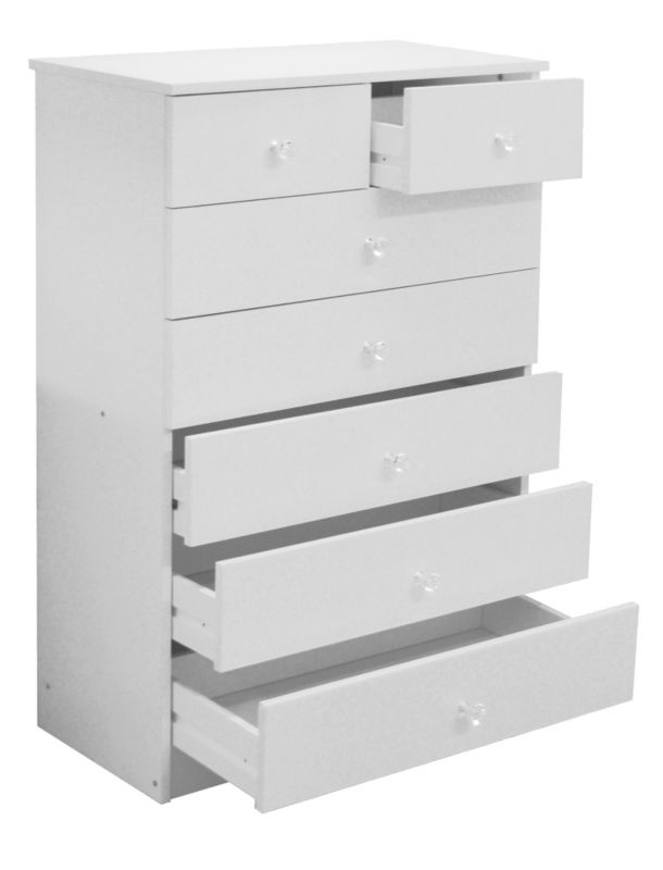 Crystal 5 Over 2 Chest of Drawers White