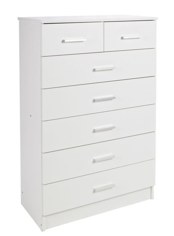 B&Q Mulberry White 2 Over 5 Drawer Chest