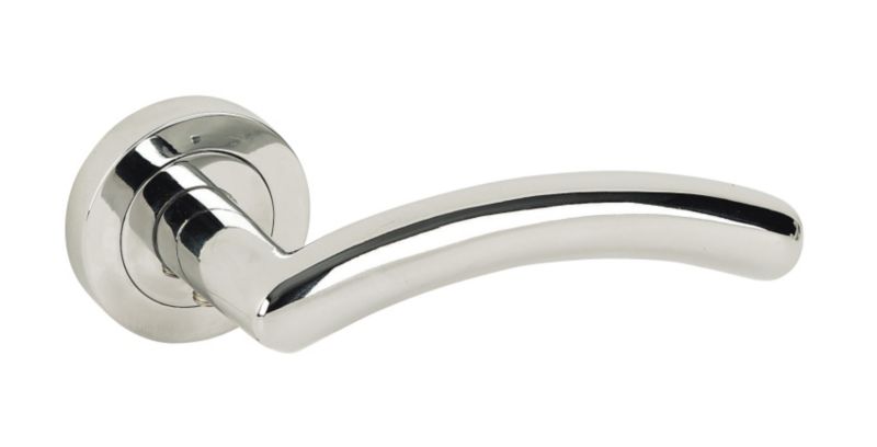 Door Handle Lever on Rose Polished Chrome