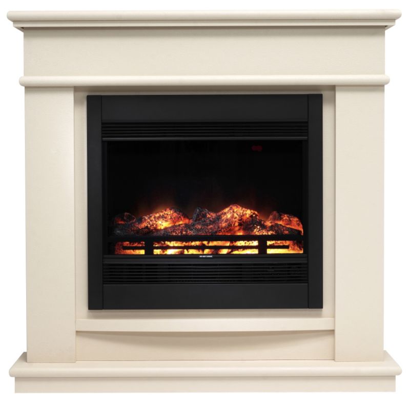 Be Modern Avalon Cream Stone Finish Electric Fireplace