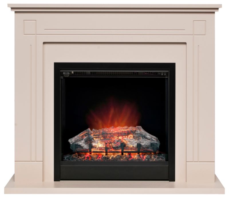 Roxette Cream Stone Finish Electric Fireplace