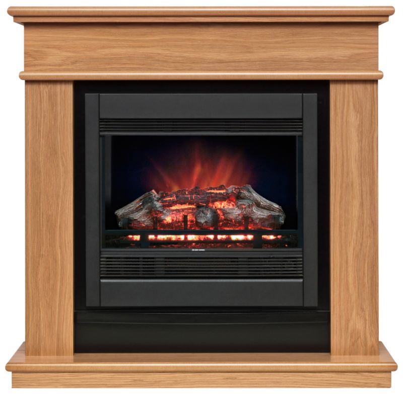 Be Modern Avalon Natural Oak Veneer Electric Fireplace Suite