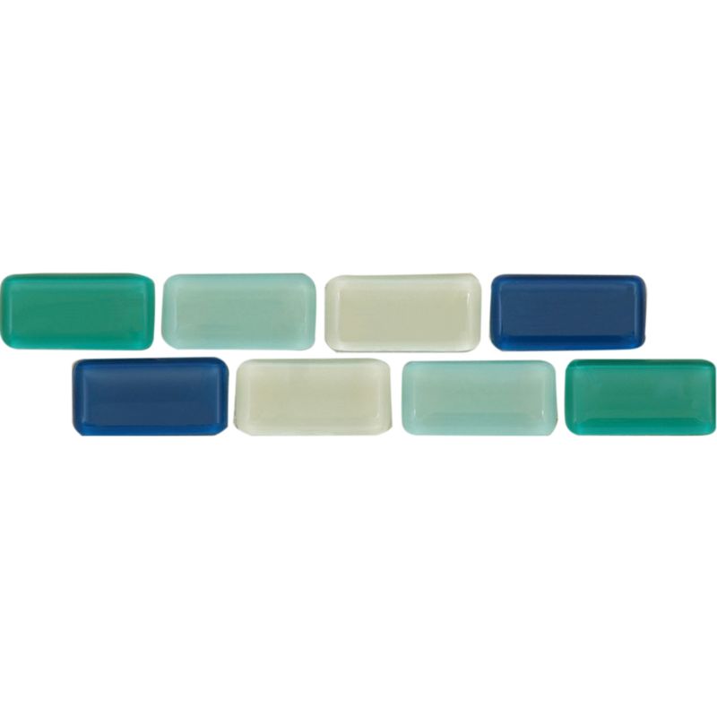 Tile Gallery Glass Brick Blue Mosaic Border Deacutecor Tile Multi W42 x L185 x T6mm