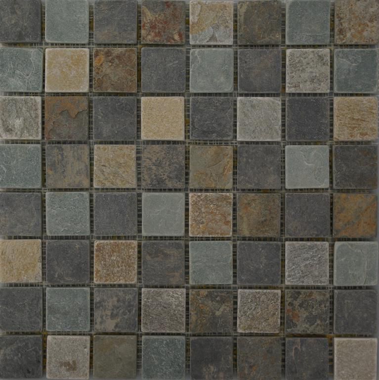 Quartzite Slate Mosaic Tile Multi (W)305 x (L)305 x (T)10mm Pack Of 4