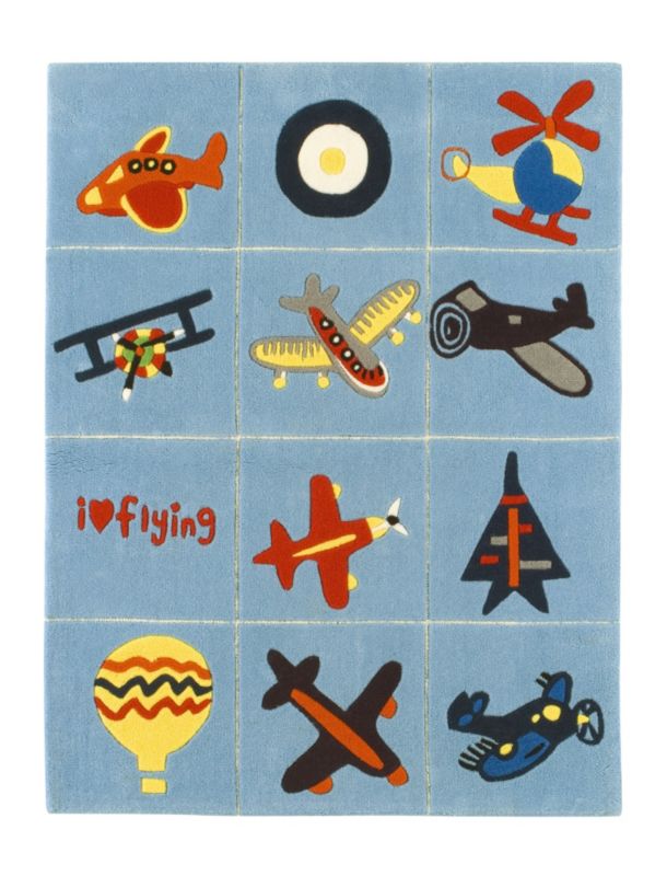 Cool 4 Kids Aeroplane Rug Multi (W)105 x (L)140cm