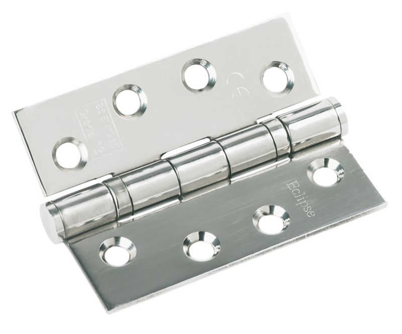 Fire Door Hinge Grade 13 Polished 102 x 76mm Pack of 3