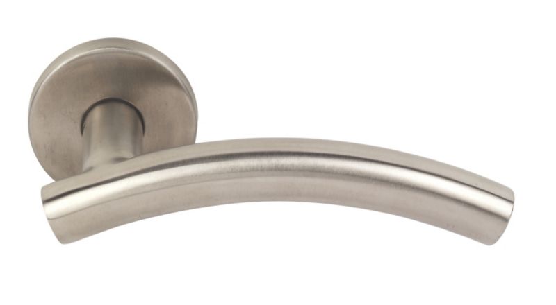 Arched Lever on Rose Satin Stainless Steel Door Handle