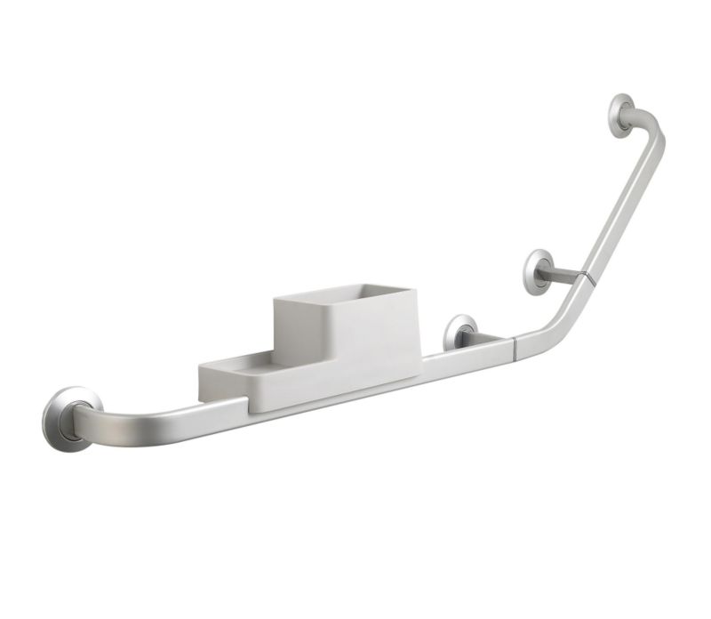 Bath Grab Rail In Chrome With Removable Soap and Lotion Holder