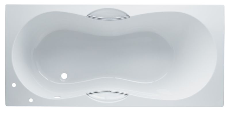 Luxury Deep Straight Acrylic Bath WhiteChrome Effect