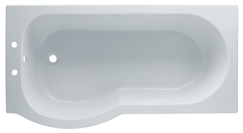 Luxury Curved Petite Acrylic Shower Bath Left Handed White