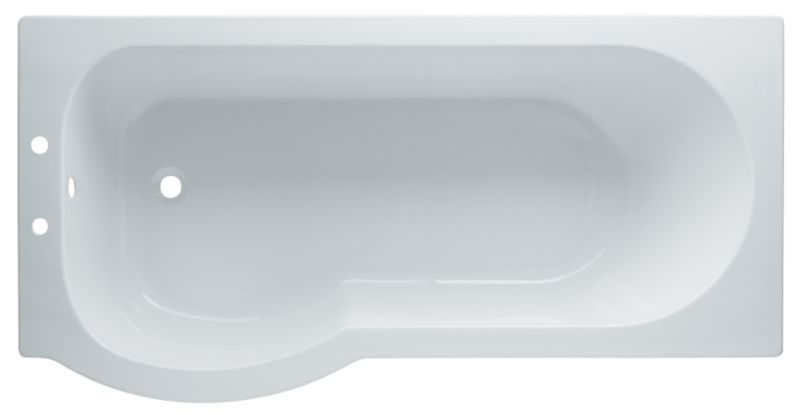 BandQ Luxury Curved Left-Handed Acrylic Shower Bath White