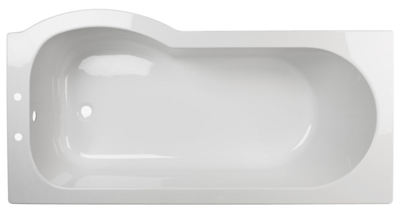 Luxury Curved Right-Handed Acrylic Shower Bath White