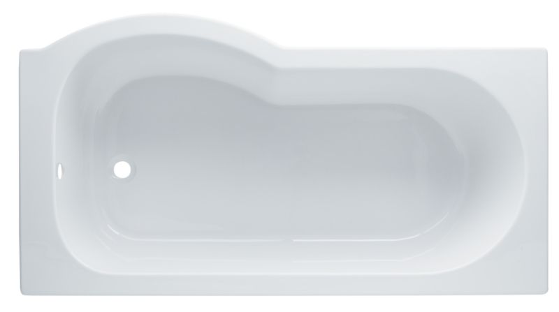 BandQ Luxury Curved Petite Acrylic Shower Bath Right Handed White