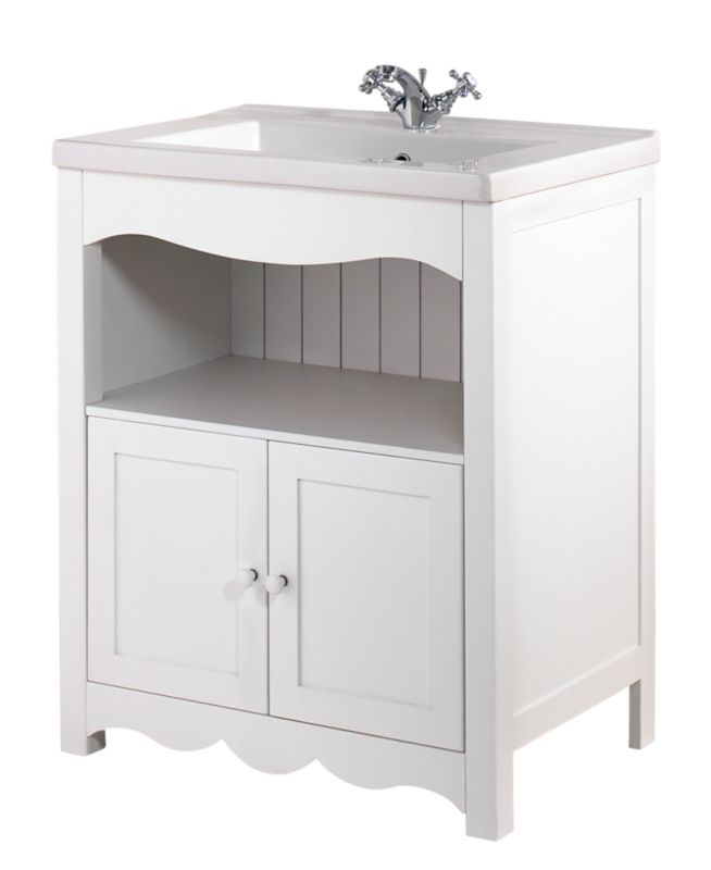 BandQ Emma Vanity Unit and Basin White (H)940 x (W)760 x (L)530mm