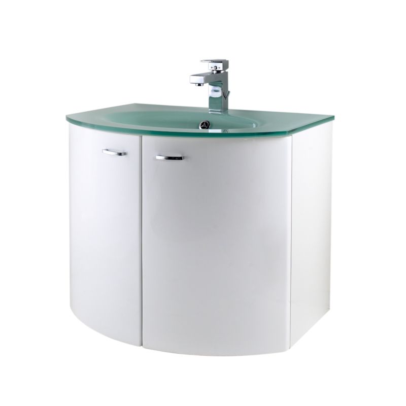 Aquabi Vanity Unit and Glass Basin White (H)375 x (W)700 x (L)340mm